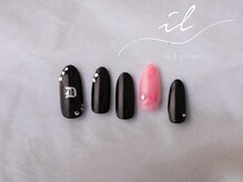 イル 神戸店/黒×マーブルネイル