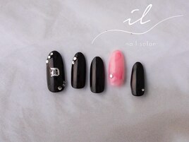 黒×マーブルネイル