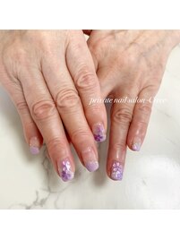 フレンチ桜ホロネイル