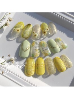 ジェルメ(germer)/ミモザで春ネイル♪