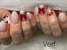 ネイルサロン べルフ(nail salon Verf)/リボン×ホワイトグラデ♪