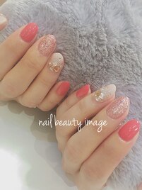 秋ネイル ビジューネイル