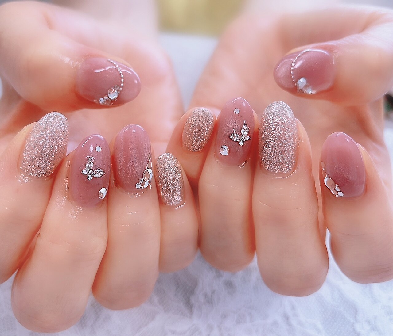 No.332 ネイルチップ ジェルネイル ニュアンス キラキラ