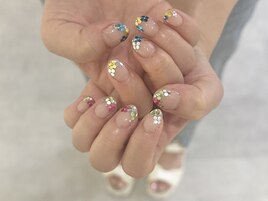 花フレンチネイル　パラジェル