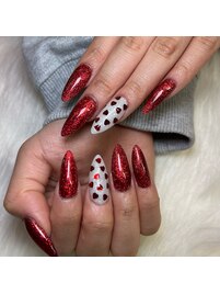 ハートホロのバレンタインネイル