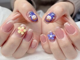 ぷっくりフラワーの推し活ネイル