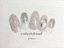 エストラッシュアンドネイル 銀座店(est lash&nail)/ホワイトラインパールネイル