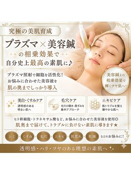 ビナシス(BINASHISU)の写真/【究極の美肌育成】プラズマ×美容鍼の相乗効果◎お悩みに合わせた美容液導入で自分史上最高の素肌に♪