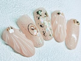 ピンク 貝殻 ネイル