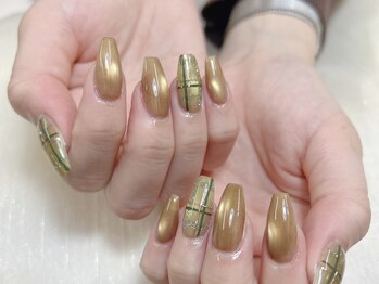 スペラ 大宮店(Spera)/ゴールドマグにチェックネイル