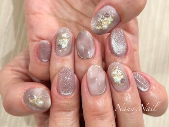 ナナネイル(Nana.Nail)/ラベンダー×フラッシュネイル