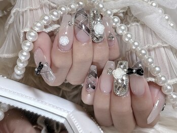 リンドネイル バイ モカ アンド ララ(Lind nail by moca and LaLa)/【mio】黒チェックネイル