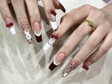 トゥートゥー(TOUTOU)/白フレンチxリボンxドット