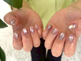 くすみピンク/オーロラネイル