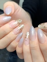 レディグリッター(Lady glitter)/グレーグラデキラキラネイル