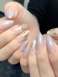 グレーグラデキラキラネイル