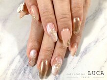 ネイルアトリエルカ(nail atelier LUCA)/R-85 大理石×ミラーネイル