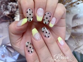 ドット×フレンチレースネイル