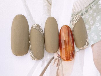 ネイルサロンフォーユー(for u)/マット×べっこう￥6980