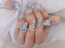 デコール 心斎橋(DECOR)/ブルーハートビジューネイル