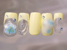 ジェミーネイル シンジュク(Jemiy nail shinjuku)/イエローハイビスカス猫¥10480