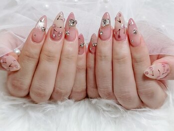 さくらんぼネイル/ハート/ピンク