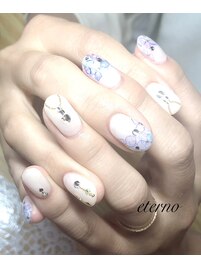 たらし込み紫陽花ネイル