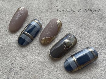 ネイルサロン バロック(Nail Salon BAROQUE)/チェック×アクセサリーネイル