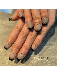 フラッシュラメ×黒フレンチ