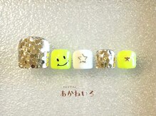 ネイルサロン あかねいろ/春夏フット　蛍光　ホロネイル