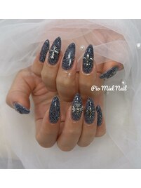 ブラックグリッター×クロム