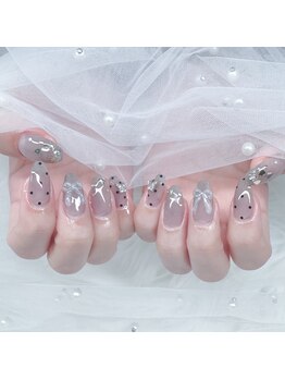 シュシュ(Chou Chou)/リボン × ドットネイル