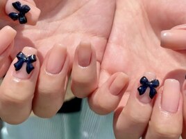 ナチュラルピンクリボンネイル