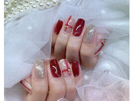 チェックネイル ボルドー 冬