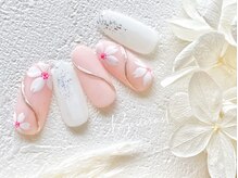 ボネール(nail ＆ eyelash Bounail)/手描 フラワー さくら 花 ミラー