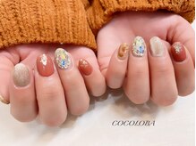 ココロバ ネイルアンドビューティーサロン(COCOLOBA)/テラコッタ×埋め尽くしスワロ♪