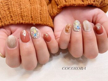 ココロバ ネイルアンドビューティーサロン(COCOLOBA)/テラコッタ×埋め尽くしスワロ♪