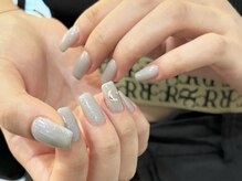 アイネイルズ 渋谷店(I nails)/【Saki.o】くすみブルーラメ