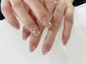 シ ベル 梅田茶屋町店 ネイル(Ci belle)/クリアフレンチネイル/パール