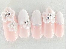 ネイリックス アヴェニール(NAILX avenir)/3Dフラワー逆フレンチネイル
