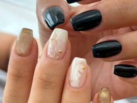 ネイビー ちぐはぐ 透け感