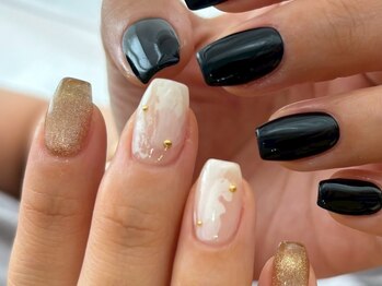 ラクエ(Laque)/ネイビー ちぐはぐ 透け感