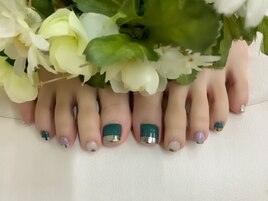 秋カラー＆ミラーネイル★フット