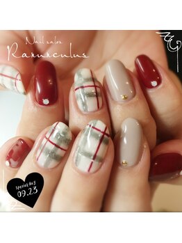 ラナンキュラス(Ranunculus)/ボルドー☆チェック♪