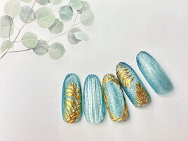 ゴールドボタニカルネイル