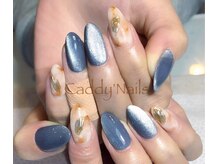 キャディーネイルズ(Caddy' Nails)/マグネットジェルと大理石ネイル
