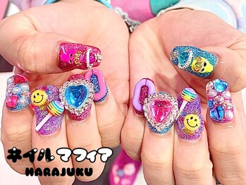 ネイルマフィア 原宿(NAIL MAFIA)/POPなカラフルパーツ盛り★