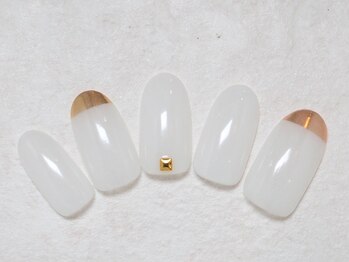 シックネイル(CHIC nail)/ホワイト&ミラーフレンチ