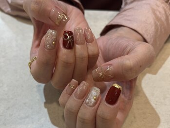 クルネ(QULNE)/クリスマス/リボン/ボルドー