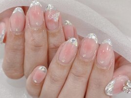 チークネイル&ガラスフレンチ☆